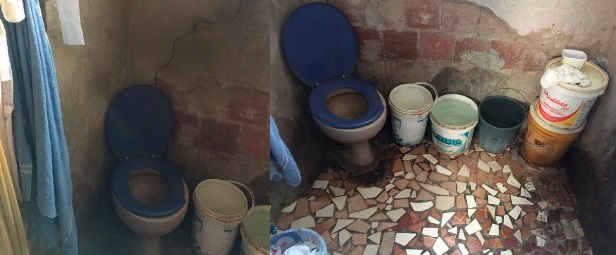 Banheiro da casa da ex-empregada doméstica Marinete Ribeiro, que depende do financiamento coletivo para ser concluído
